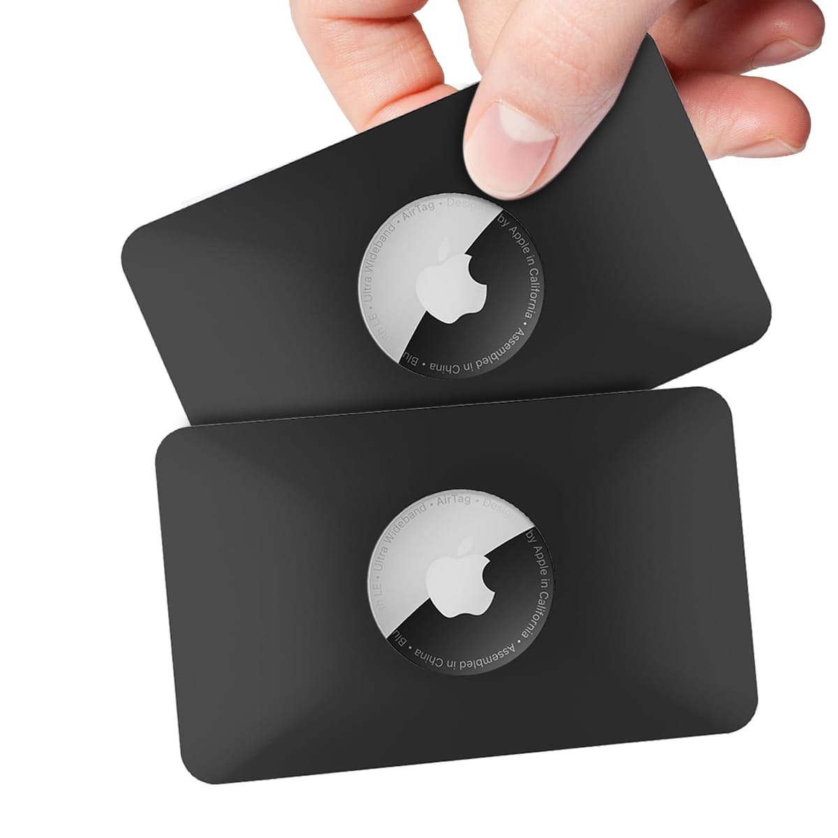 AirTag用カードケース 2個 柔軟 クレジットカードサイズ 財布用ケース AirTag用ホルダー 財布/ハンドバッグ/バックパック/クラッチバッグ/腕輪に (ブラック)