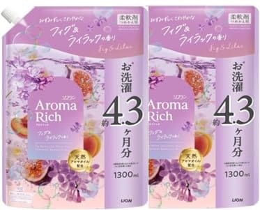 ソフラン アロマリッチ柔軟剤 フィグ＆ライラックの香り 詰替大容量1300ml×2個 天然アロマオイル配合 ..
