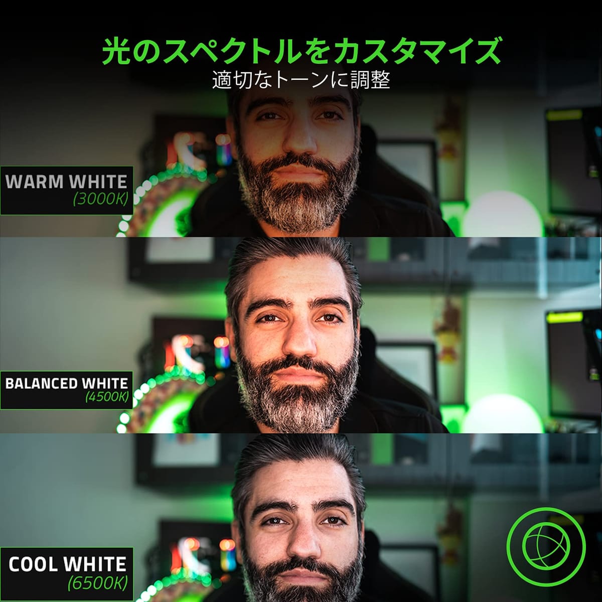 Razer Ring Light 12����� LED ��󥰥饤�� ���Υ��ڥ��ȥ�Ĵ�� Ĵ����ǽ ����ʼ��դ����ץ���� ���ӥ��������° USB���� PC ��Х����ۿ��б� ��������������Ź�ݾ��ʡ� RZ19-03660100-R3M1