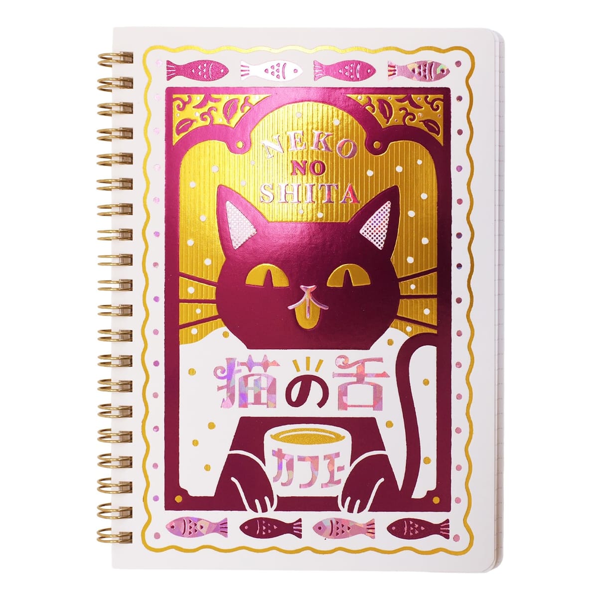 オビワン 箔押し B6リングノート【猫の舌カフェー】ROKKAKU R0142502