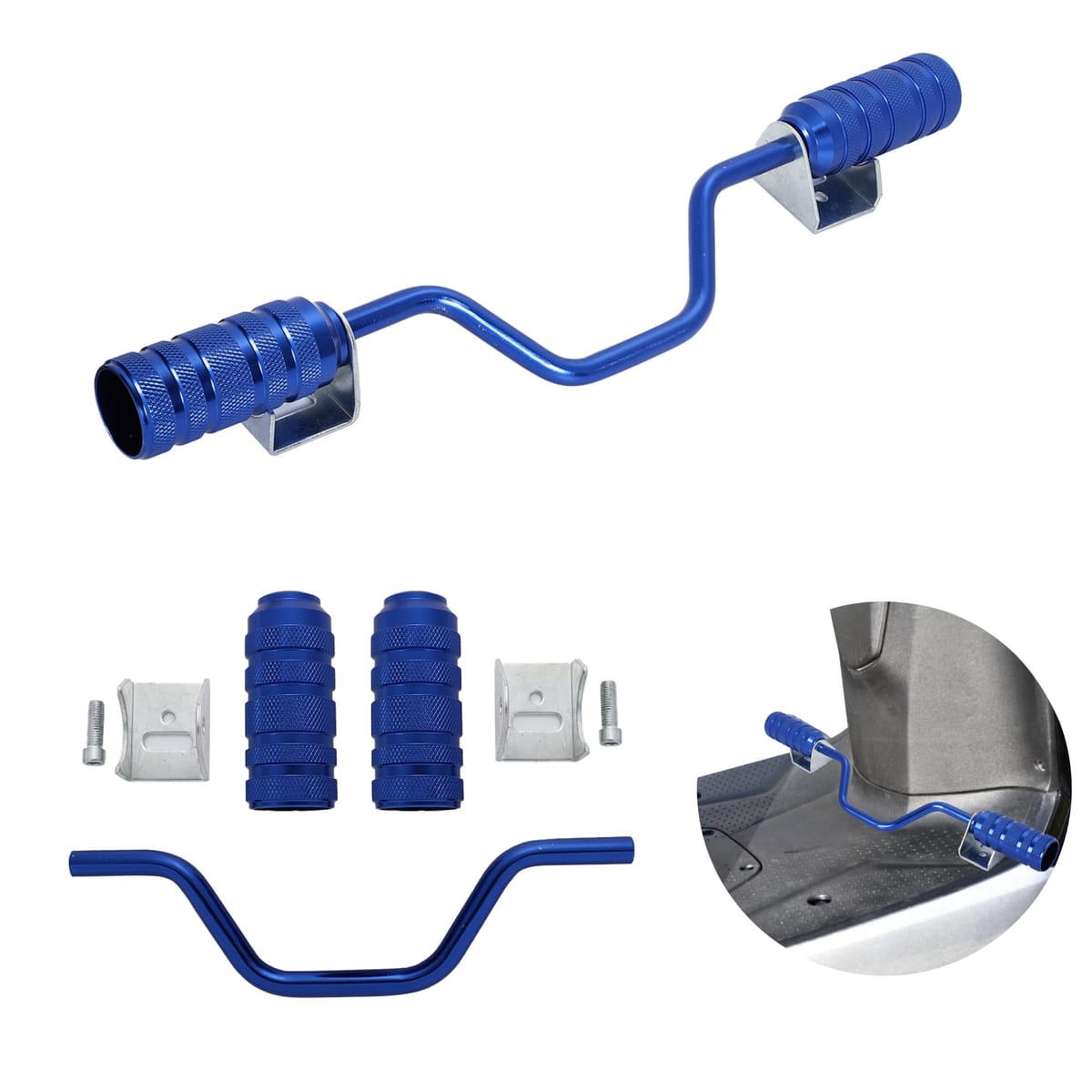 アルミ ステップバー スクーター ズーマー X アドレス V100 V125 DIO JOG ジャイロ キャノピー アクシス トゥデイ ZZ フットステップ フットペグ 汎用 社外品 (ブルー)