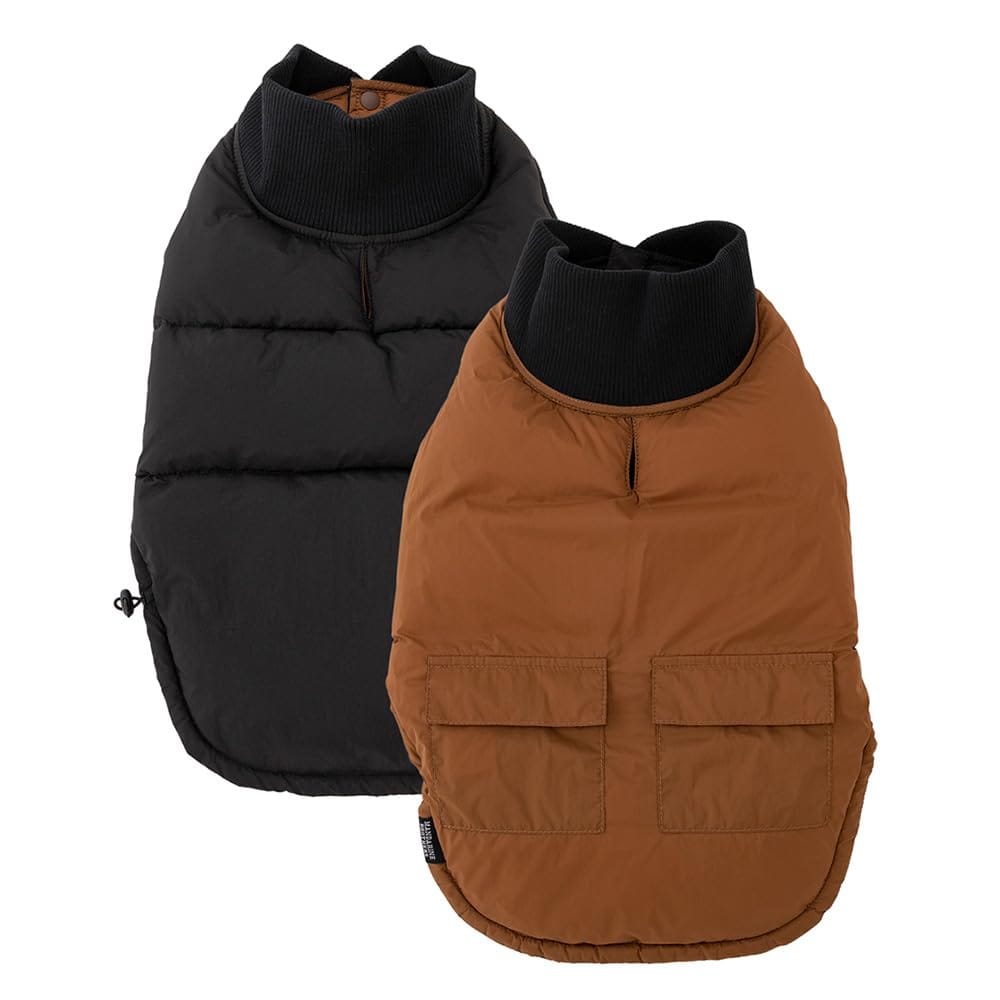 MANDARINE BROTHERS マンダリンブラザーズ リバーシブルダウンベスト XS、S ブラック×ブラウン XS