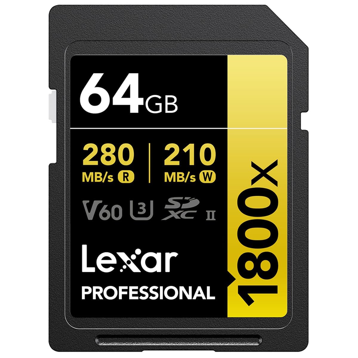 Lexar Professional 1800x SDXC UHS-II ゴールドシリーズ メモリーカード 4Kビデオ転送と耐候構造 (64GB)