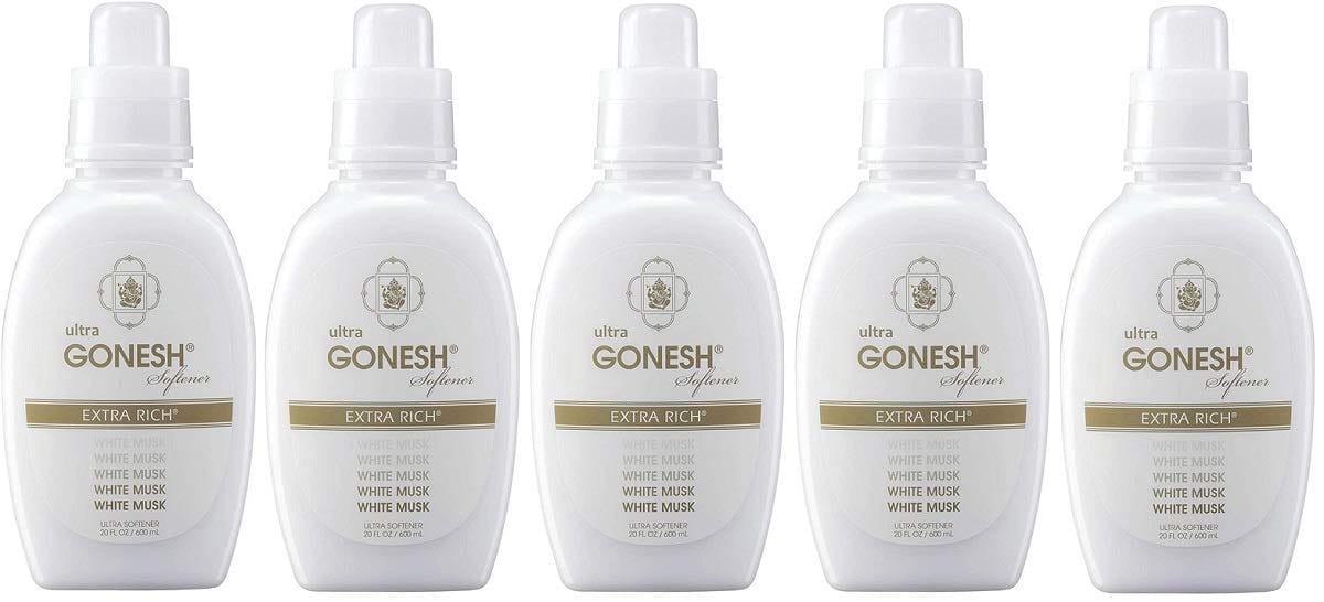 【5個セット】GONESH(ガーネッシュ) 柔軟仕上げ剤 ウルトラソフナー ホワイトムスク (シャボンの香り) 600ml