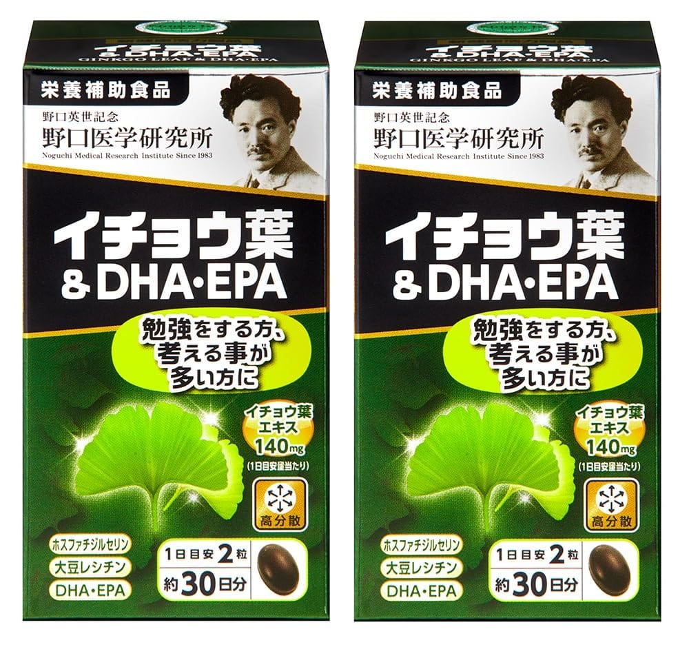 野口医学研究所 イチョウ葉＆DHA・EPA 60粒(約30日分）2個 栄養補助食品 オリジナル賞味期限シール付