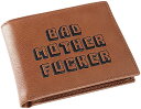 公式ライセンス メンズ Bad Mother 財布 二つ折り 刺繍 ブラウン 本革