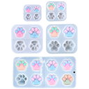 SALUDABLE シリコンモールド 猫 肉球 レジン 型 石膏 ぷにぷに マット 鏡面 5種セット