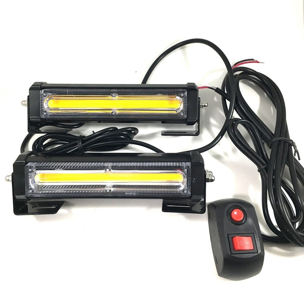 DC12V COB 6LED × 2連 ストロボ フラッシュ ライト キット 発光 パターン 変更可能 リモコン 付き ホワイト レッド ブルー アンバー 各種