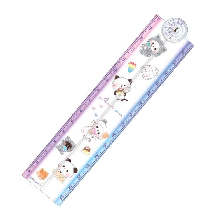 カミオジャパン もちもちぱんだ 分度器付き折りたたみ定規 ねこねこスイーツパーティー じょうぎ スケ..