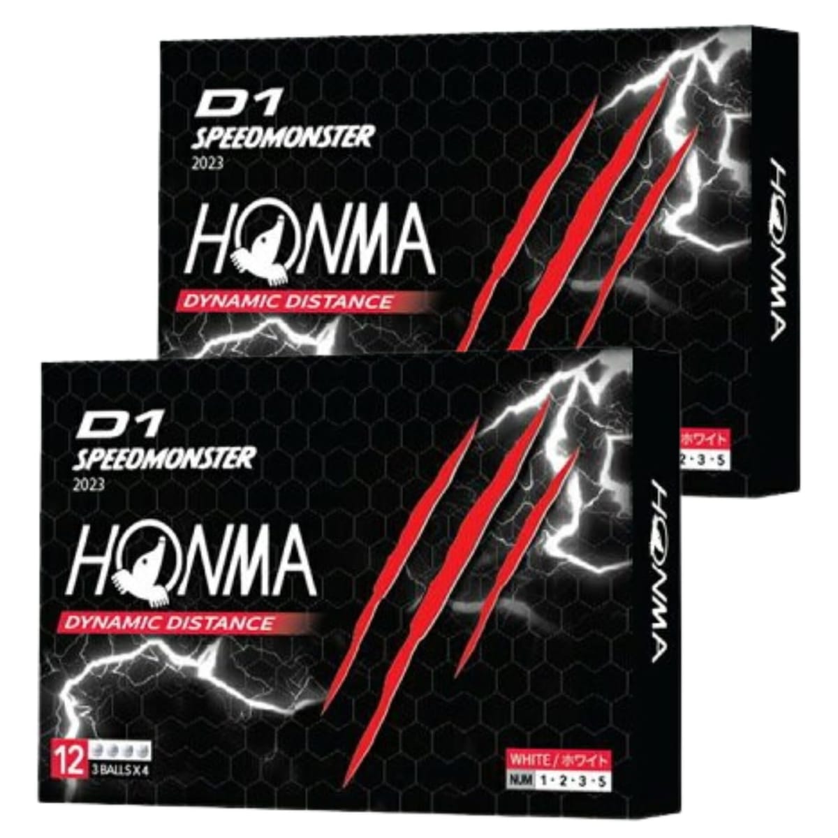【2ダースセット】HONMA D1 SPEEDMONSTER スピードモンスター(スピモン) 2023年モデル BT2302 ホワイト 24球 ディスタンス ゴルフボール 本間ゴルフ ※本店ショップカード付き