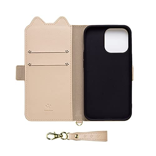 iPhone13Pro ケース 手帳型 猫 かわいい シンプル 6.1inch ミュウミュウ Mewmew (ミルキーベージュ)