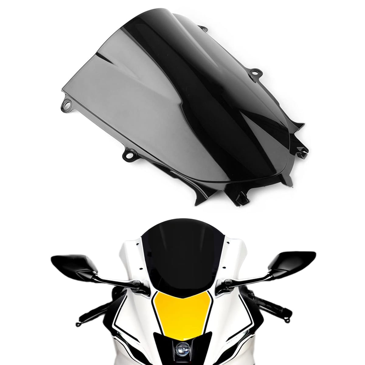 スポーツフェアリング フロントガラス ヤマハ YZF R6 2017 2018 2019 R7 2021 2022オートバイウィンドスクリーン ウィンドディフレクター ブラック