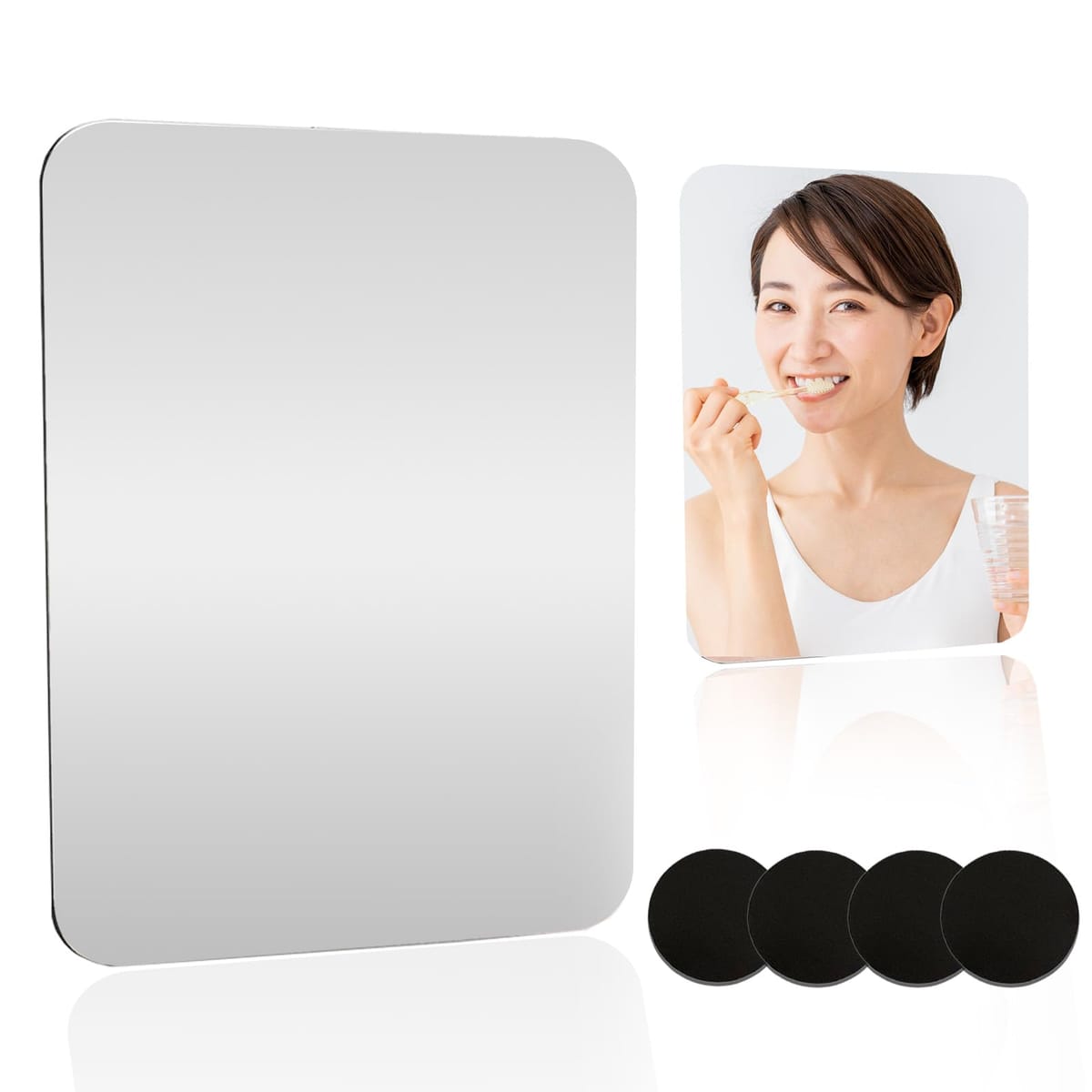 ONE-K 鏡 マグネット 曇らない 全身鏡 姿見鏡 壁掛け 割れない 20×30cm 軽量ソフトミラー お風呂 浴室鏡 バスミラー 玄関 長方形 脱衣所