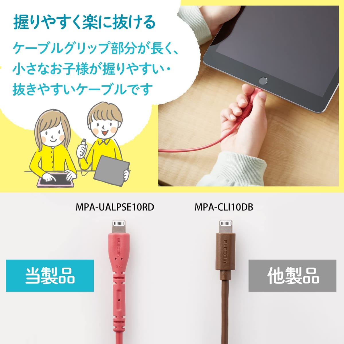 エレコム USB-A to Lightningケーブル イージーグリップ 1.0m