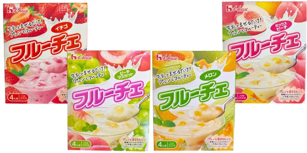 ハウス フルーチェ 4種類 食べ比べセット（イチゴ・ピーチマスカット・ミックスピーチ・メロン）各種1箱ずつ 合計4箱セット