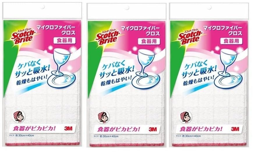 ［まとめ売り］3M スコッチ・ブライト マイクロファイバークロス 食器用 KPF-12 1枚入 × 3セット 計3枚 オリジナルカードつき