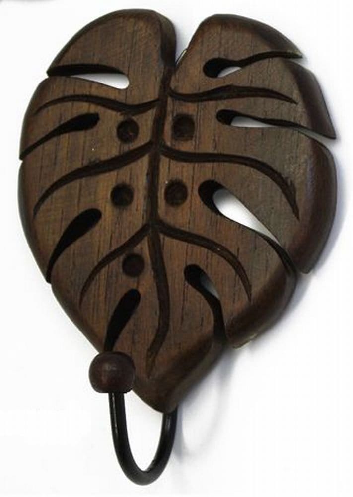 ハワイアン雑貨/インテリア ハワイアン カービングフック(モンステラ) 【ハワイ雑貨】【お土産】