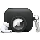 【elago】 AirPods Pro 対応 ケース カメラ デザイン カラビナ 付 シリコン カバー AirTag 収納 可 紛失防止 シリコンケース 耐衝撃 落下防止 ケースカバー [ Apple AirPodsPro MWP22J/A エアーポッズ