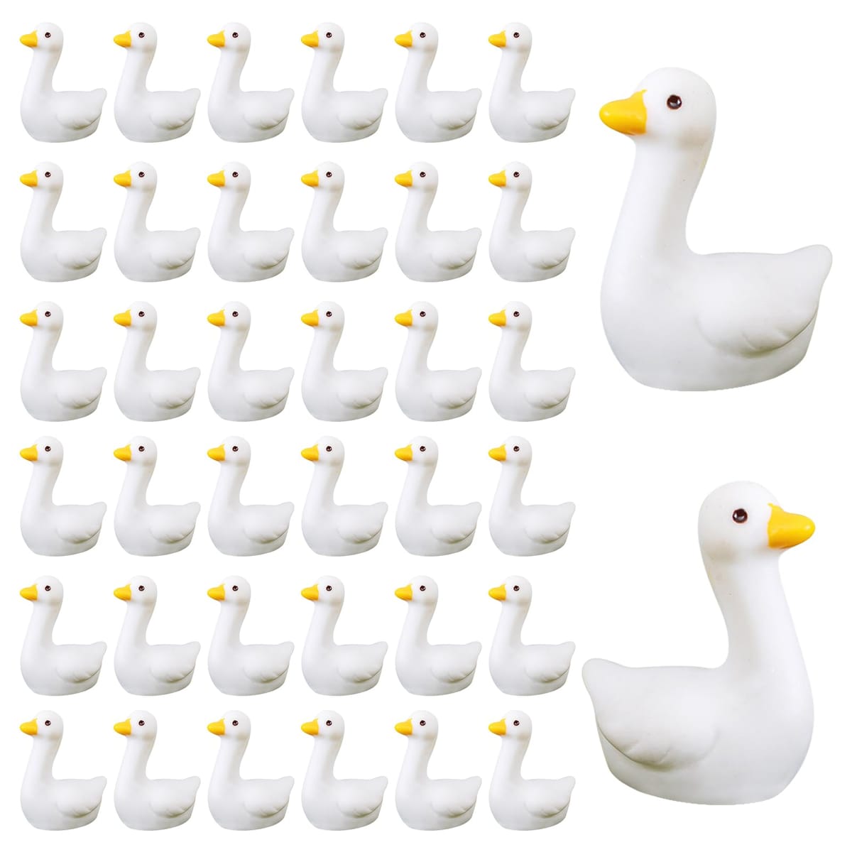 Ksheria 50個 ミニ タイニー ガチョウ 樹脂製 動物 置物 - 手作り 小型 デスク ガチョウ デコレーション ケーキトッパー DIY クラフト マイクロ ランドスケープ オーナメント ミニチュア ガチョウ 動物 像 隠す (50)