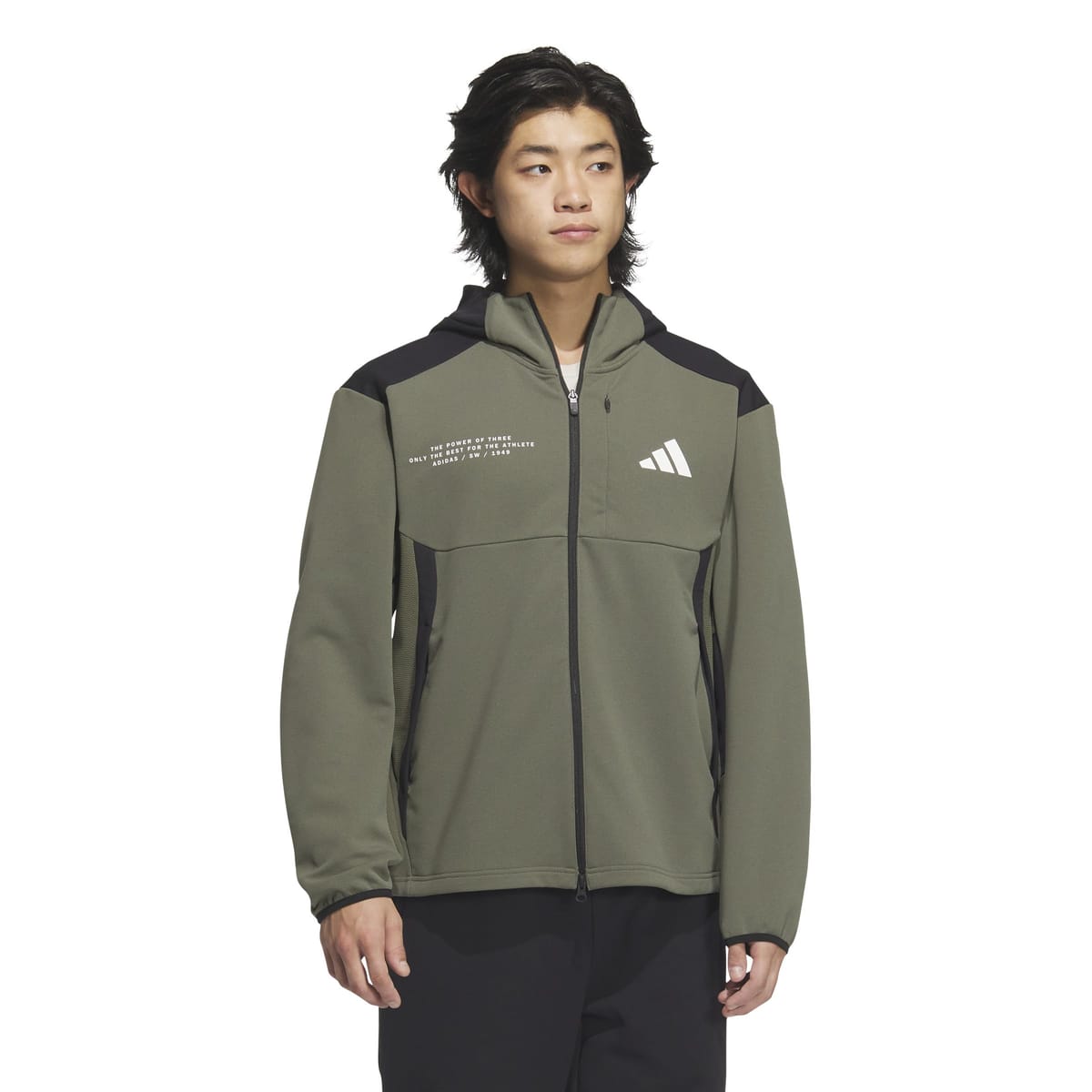 adidas パーカーAdptn レギュラーフィット テクスチャード ダブルニット フード付きトラックジャケット KQD57メンズ