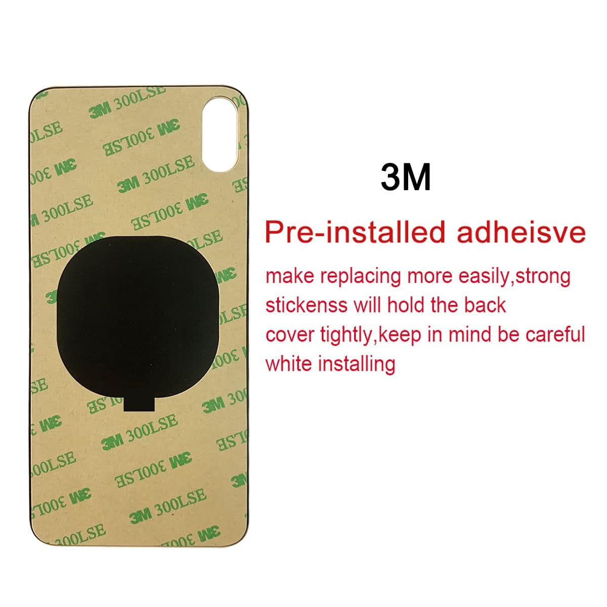 Perzework OEM リアバックガラス iPhone Xs 5.8インチ用 修理ツールキットと取り付け済み接着剤付き (ゴールド)