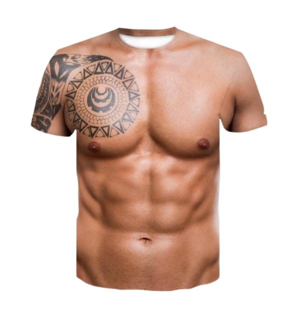 楽天BF-select[infage] メンズ マッスル tシャツ 半袖 おもしろ 筋肉 シャツ デザイン プリント タトゥー 人気 プレゼント