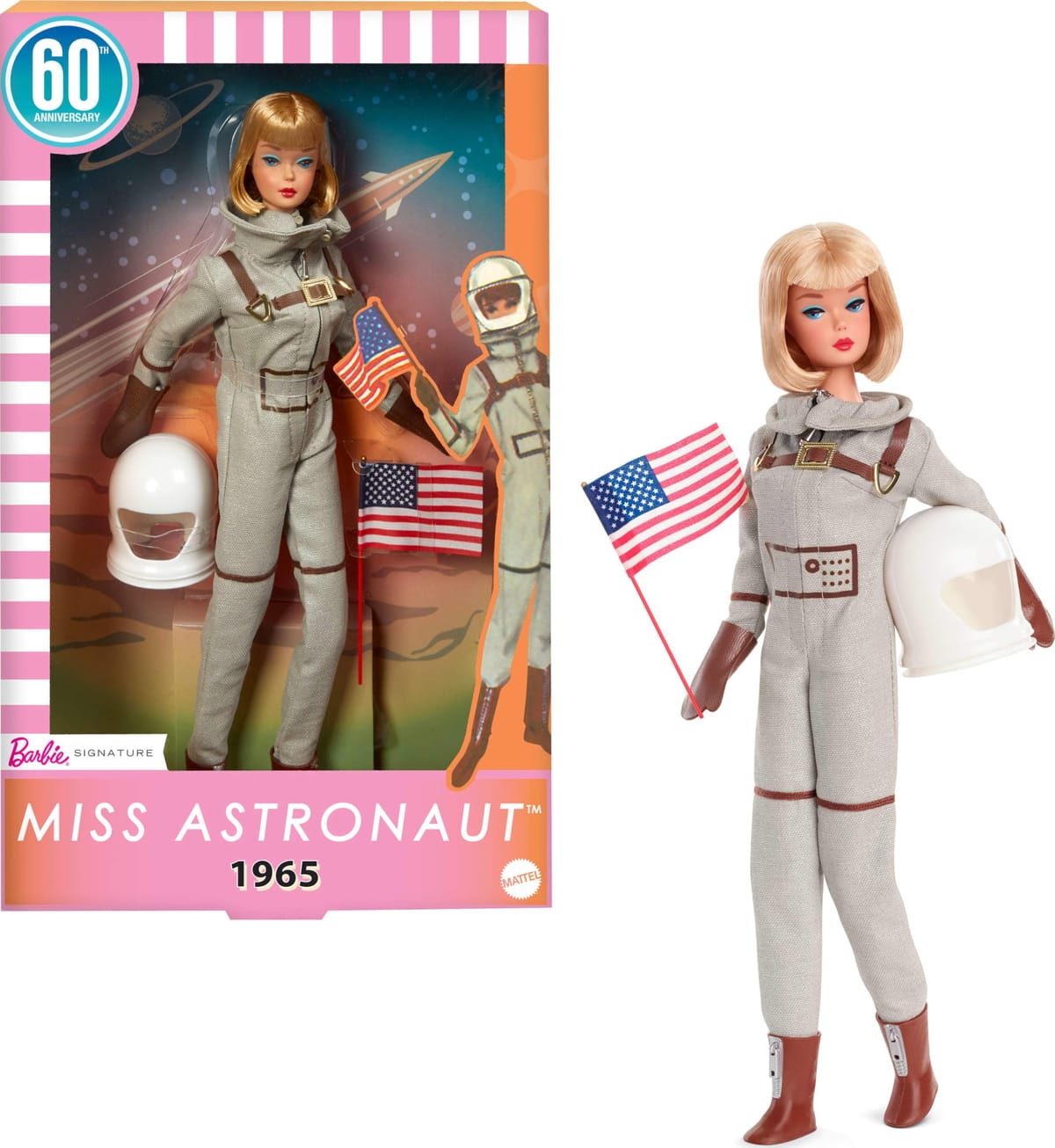 バービー(Barbie) 宇宙飛行士 1965 復刻版 MISS ASTRONAUT 1965 シグネチャーGOLD バービー人形 14歳以上 ベージュ JBJ48