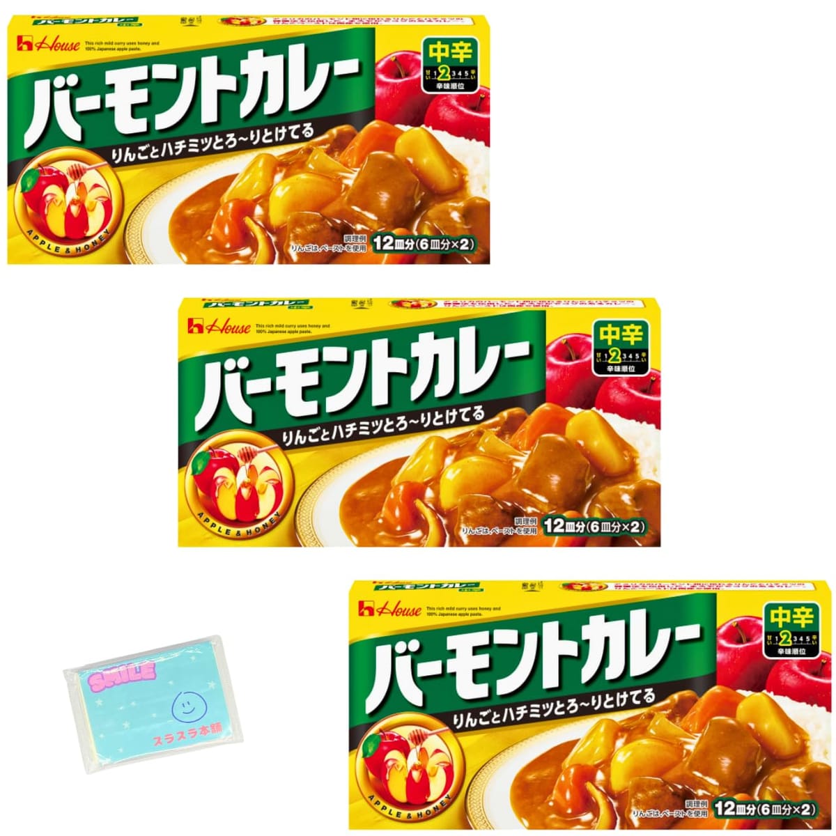 Monolog Style ハウス食品 バーモントカレー 中辛 230g ×3箱セット ★スラスラ本舗オリジナルポケットテ..