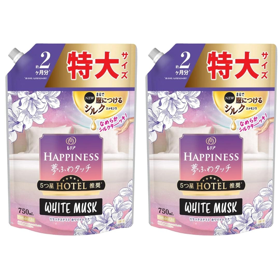 【2袋セット】P＆G レノア ハピネス 夢ふわタッチ リラックスナイトホワイトムスク つめかえ用 特大サ..