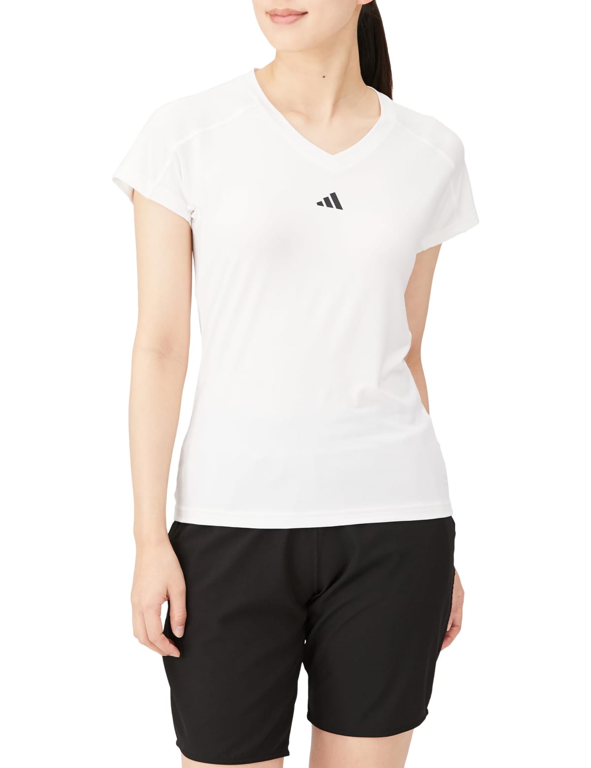 [アディダス] 半袖 Tシャツ エアロレディ トレイン エッセンシャルズ ミニマル ロゴ Vネック半袖Tシャツ NQ047 レディース(4)