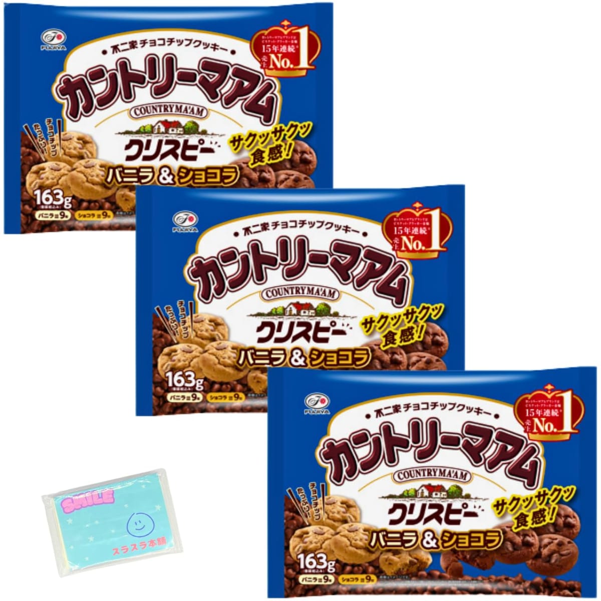 不二家 カントリーマアム クリスピー バニラ＆ショコラ ×3袋セット ★スラスラ本舗オリジナルポケットティッシュ付き★