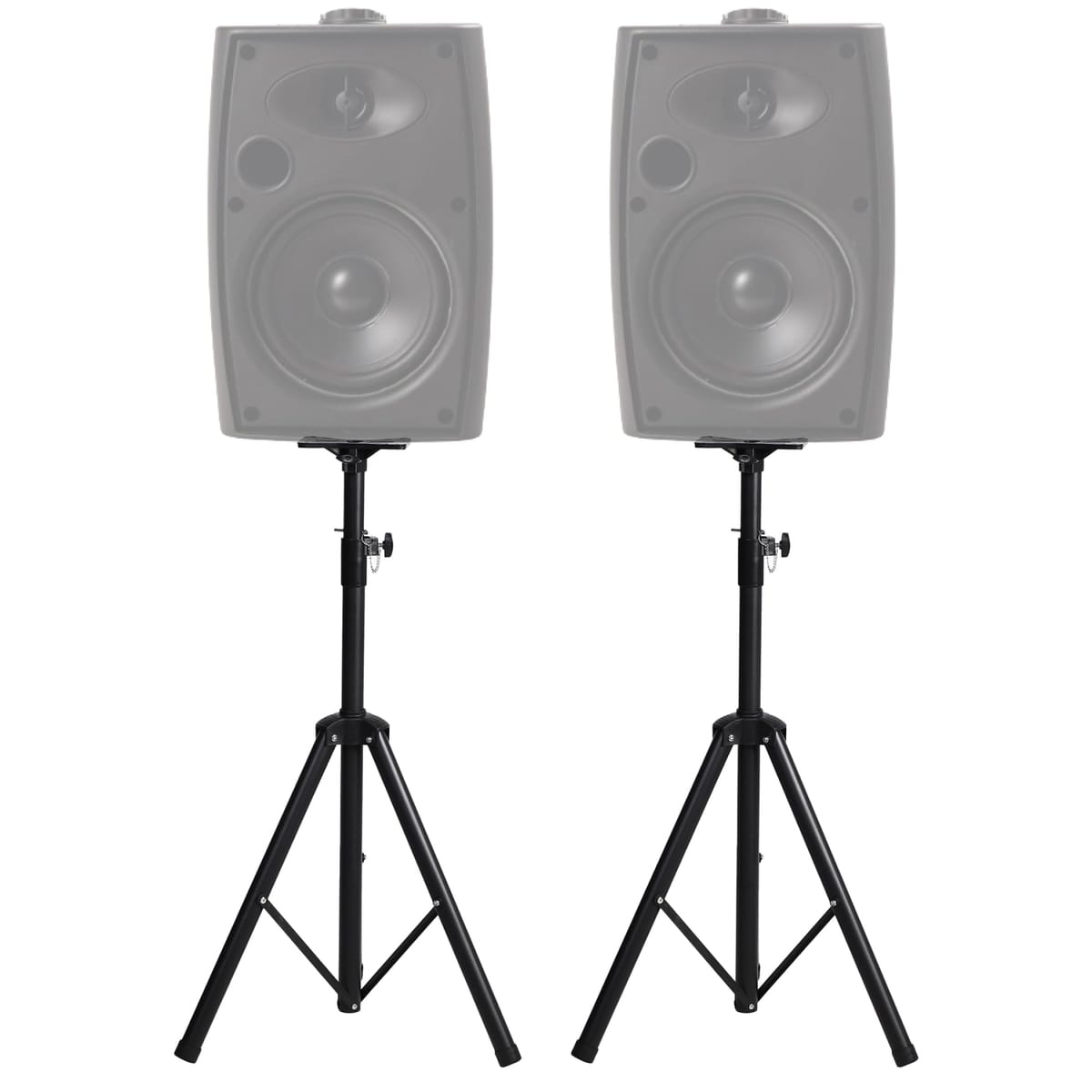 【商品タイトル】 スピーカースタンド 2本セット 高さ調節可 110-185cm 折りたたみ ペア スタンド 三脚タイプ【商品説明】 三脚タイプのスピーカースタンド2本セットです。ご自宅・店舗・スタジオなどにスピーカーを設置する際にご利用ください。 スピーカーの底面と設置部分の振動を吸収し、共振によるノイズの発生を抑制する仕様となっております。振動をコントロール して音質を整えることで、スピーカー本来の音質を損なわないようになっております。【商品内容】 ・スピーカースタンド　2本 ・スピーカーマウントブラケット 2個（スタンドに各一つ） ※スピーカー取付用のねじ類は付属しておりません。 ※スピーカー本体は商品に含まれません。【商品の仕様】 ・スタンド本体の材質：スチール製 ・パイプ径：35mm/38mm ・調整できる高さの範囲：約110-185cm ・重さ：約2kg ・最大耐荷重：50kg ・カラー：ブラック【注意事項】 ※輸入品の為、若干の傷・汚れ・サビがある場合がございます。 ※取扱説明書は付属しておりませんので、ご経験者、もしくは商品知識のある方のみお買い求めください。 ※専門店ではないため、製品の適合・取り付け方法の仔細についてはお答えできません。ご不明点は専門業者様にご確認ください。 ※モニター環境等によって色の見え方に若干差が生じる場合があります。 ※個体によりアダプターの穴の位置など若干のずれがありますが、ご利用には支障がない程度です。ただし、完璧主義や神経質方はご遠慮下さいますようお願い申し上げます。 ※予告なく仕様が多少変更される場合がございます。 【商品タイトル】 スピーカースタンド 2本セット 高さ調節可 110-185cm 折りたたみ ペア スタンド 三脚タイプ 【商品説明】 三脚タイプのスピーカースタンド2本セットです。ご自宅・店舗・スタジオなどにスピーカーを設置する際にご利用ください。 スピーカーの底面と設置部分の振動を吸収し、共振によるノイズの発生を抑制する仕様となっております。振動をコントロール して音質を整えることで、スピーカー本来の音質を損なわないようになっております。 【商品内容】 ・スピーカースタンド　2本 ・スピーカーマウントブラケット 2個（スタンドに各一つ） ※スピーカー取付用のねじ類は付属しておりません。 ※スピーカー本体は商品に含まれません。 【商品の仕様】 ・スタンド本体の材質：スチール製 ・パイプ径：35mm/38mm ・調整できる高さの範囲：約110-185cm ・重さ：約2kg ・最大耐荷重：50kg ・カラー：ブラック 【注意事項】 ※輸入品の為、若干の傷・汚れ・サビがある場合がございます。 ※取扱説明書は付属しておりませんので、ご経験者、もしくは商品知識のある方のみお買い求めください。 ※専門店ではないため、製品の適合・取り付け方法の仔細についてはお答えできません。ご不明点は専門業者様にご確認ください。 ※モニター環境等によって色の見え方に若干差が生じる場合があります。 ※個体によりアダプターの穴の位置など若干のずれがありますが、ご利用には支障がない程度です。ただし、完璧主義や神経質方はご遠慮下さいますようお願い申し上げます。 ※予告なく仕様が多少変更される場合がございます。
