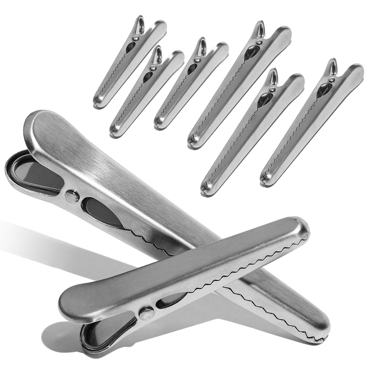 ritoa 食べ過ぎを抑える 袋止めクリップ 強力 ステンレス 食品 お菓子用 匂い・乾燥 酸化防止 大4個・小4個 【×8個】