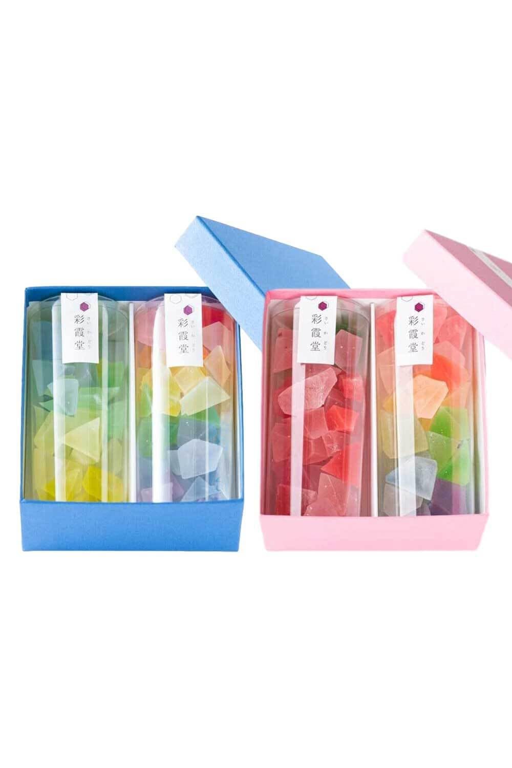 琥珀糖 琥珀 こはく糖 ギフトセット 3種（「柚子・レモン」および「柚子・苺」） 無添加 和スイーツ 大容量 100g×3種 化粧箱入り SNS映え プレゼント 贈り物 手土産 人気 お取り寄せ 【彩霞堂 きらら琥珀糖】