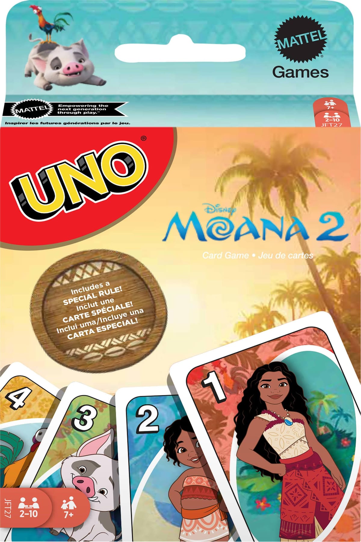 Mattel Games UNO ディズニー モアナ 2 カードゲーム 子供/大人/家族向け デッキ&スペシャルルール付き 映画にインスパイアされた特別ルール付き
