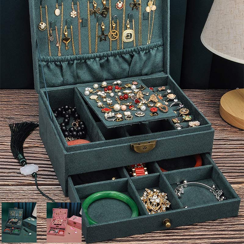 樂天商城 - アクセサリーケース ジュエリーケース 刺繍 アクセサリー収納 ジュエリーボックス アクセサリーボックス ジュエリーBOX 大容量 小物入れ 指輪 ピアス リング イヤリング ネックレス おしゃれ かわいい 収納 宝石箱 ジュエリー収納