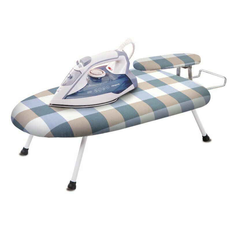 Ironing Boards - アイロン台 61*36*18cm 1.4kg コンパクト 折り畳み 舟形 仕上げ馬付き チェックブルー