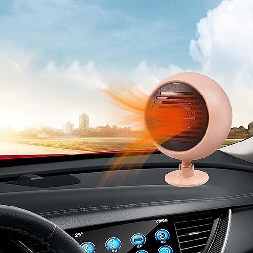 車ポータブルヒーター 車フロントガラスデフォッガー 360度回転 ABS加熱ファン （1...