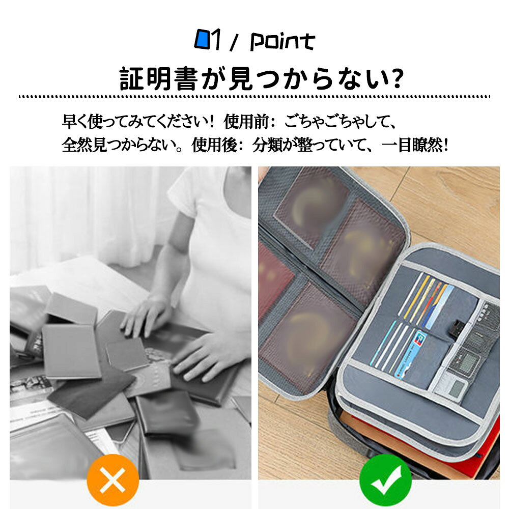 書類収納バッグ 3層式 書類保管ケース 手提げ 収納ポーチ コードロック付き ダイヤ...