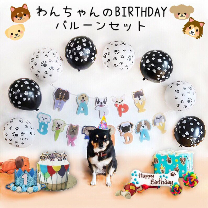 送料無料☆ペットのワンちゃんの誕生日バルーンセット 犬用 ワンコグッズ 犬好き DOG BIRTHD ...