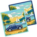 【限定柄】FEILER フェイラー Sunset Drive 【25cm】 ハンカチ ハンドタオル サンセットドライブ クラシックカー 【送料無料】
