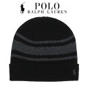 POLO Ralph Lauren ポロ ラルフローレン PC0091 001 ニットキャップ ブラック ユニセックス ニット帽 ポニー刺繍 ライン 【あす楽対応】【RCP】