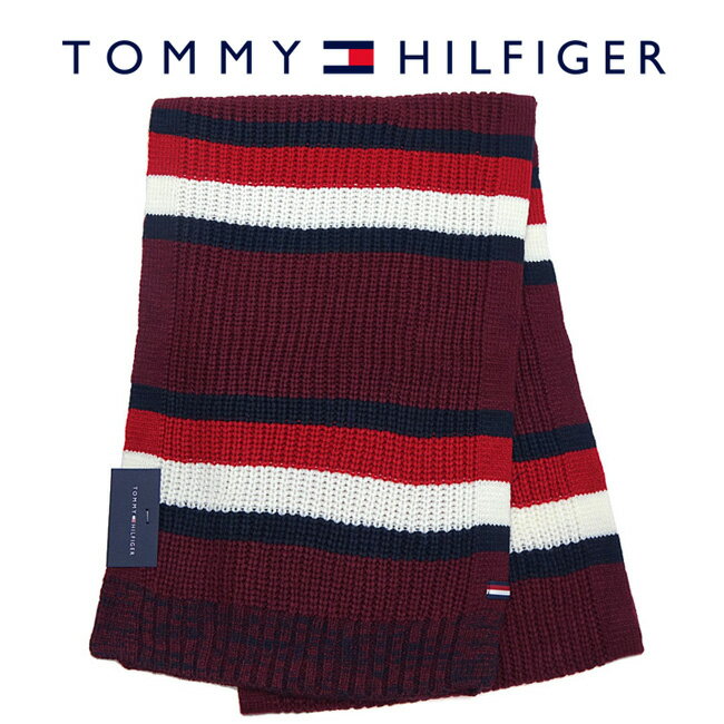 トミーヒルフィガー マフラー メンズ TOMMY HILFIGER トミーヒルフィガー 1CT0194 646 RHODODENDRON マフラー ワイン ストライプ メンズ レディース ユニセックス 【ラッピング不可】【RCP】