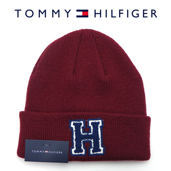 トミー ヒルフィガー キャップ メンズ TOMMY HILFIGER トミーヒルフィガー 1CT0205 646 ニットキャップ ワイン メンズ レディース ユニセックス ニット帽 ワッペン 【ラッピング不可】【RCP】