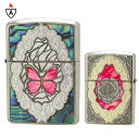 zippo ジッポ ジッポー Butterfly & Rose RD バタフライ & ローズ レッド 蝶 バラ 貝貼り アーマーケース 【名入れ不可商品】【RC...