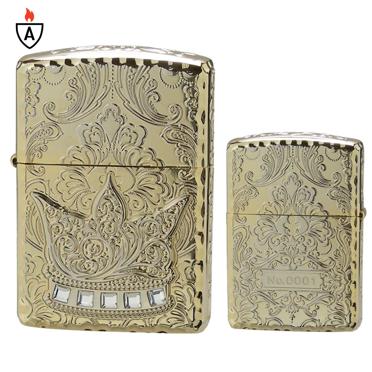 zippo ジッポ ジッポー The Crown Excellent Nickel & Gold クラウン エクセレント ニッケル&ゴールドメッキ 王冠 アーマーケース 【名入れ不可商品】【RCP】