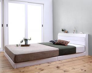 親子で寝られる棚・コンセント付きレザー連結ベッド 国産ボンネルコイルマットレス付き ダブル