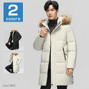 ダウンコート ミドル丈 メンズ フード付き ダウンジャケット ミドル丈ダウンジャケット モッズコート 撥水 保温 防寒 厚手 裾口リブ