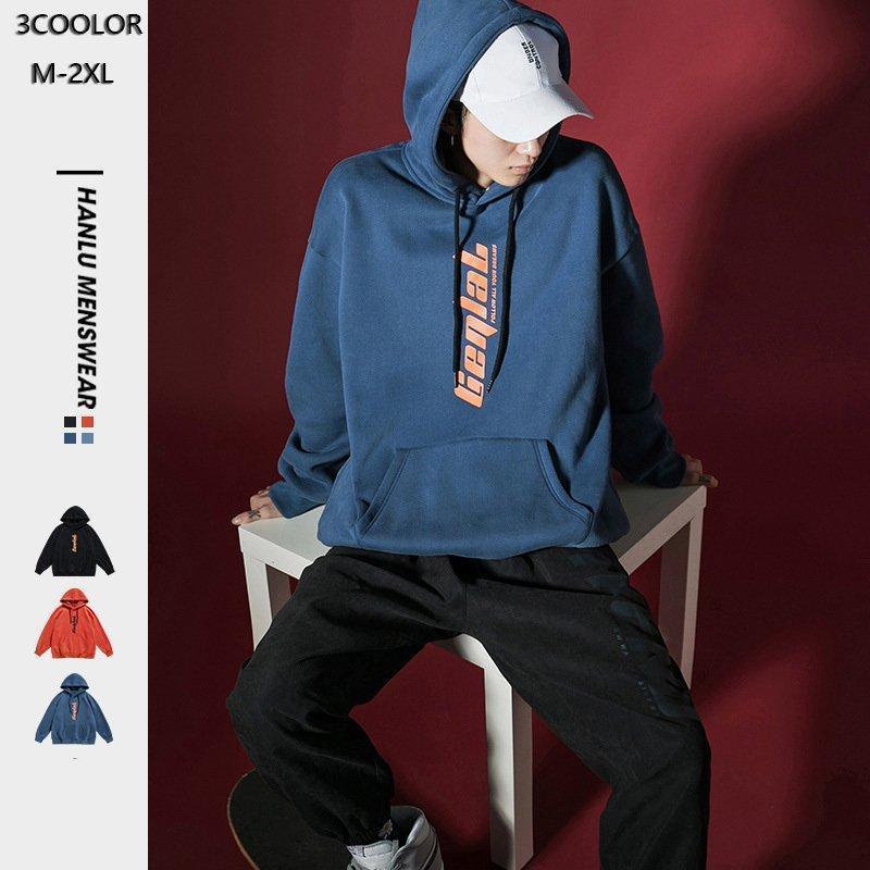 メンズアルファベットのプリント日系のパーカートップスパーカ大きいサイズプルオーバースウェット長袖..