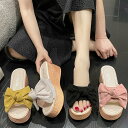 厚底サンダル レディース ウエッジソール サマー リボンサンダル リゾートサンダル 歩きやすい ヒールサンダル 痛くない(4)